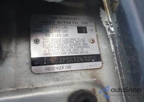 1989 Nissan Maxima z USA, uszkodzony, nr VIN JN1HJ01P5KT267358